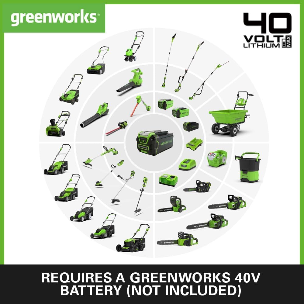 Greenworks Râteau Scarificateur Aérateur Gazon Sans Fil Moteur Sans Balai, 3100 tr/min, Largeur Travail 38 cm, 5 Profondeurs, Bac Ramassage 45L,SANS batterie 40V ni Chargeur, Garantie 3 Ans GD40SC38II