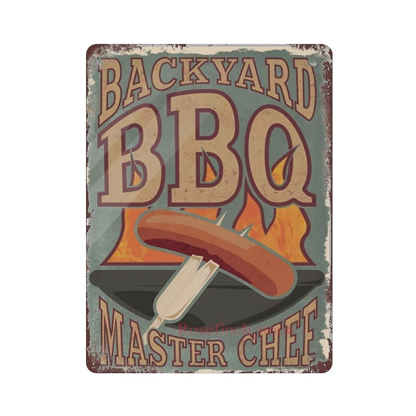 Metal Tin Sign Delicious Backyard BBQ Vintage Tin Poster Metal Sign Wall Decoration Country Kitchen Home Garage Decor 16"x12"