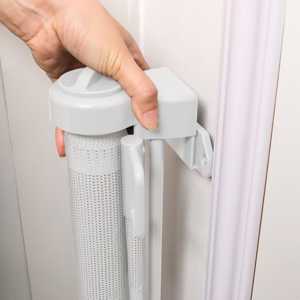 Barriere de Securite Enfant Barriere de Securite Chien Escalier pour Chien- Barriere de Securite Enroulable pour Escaliers,86 * 150cm - Blanc