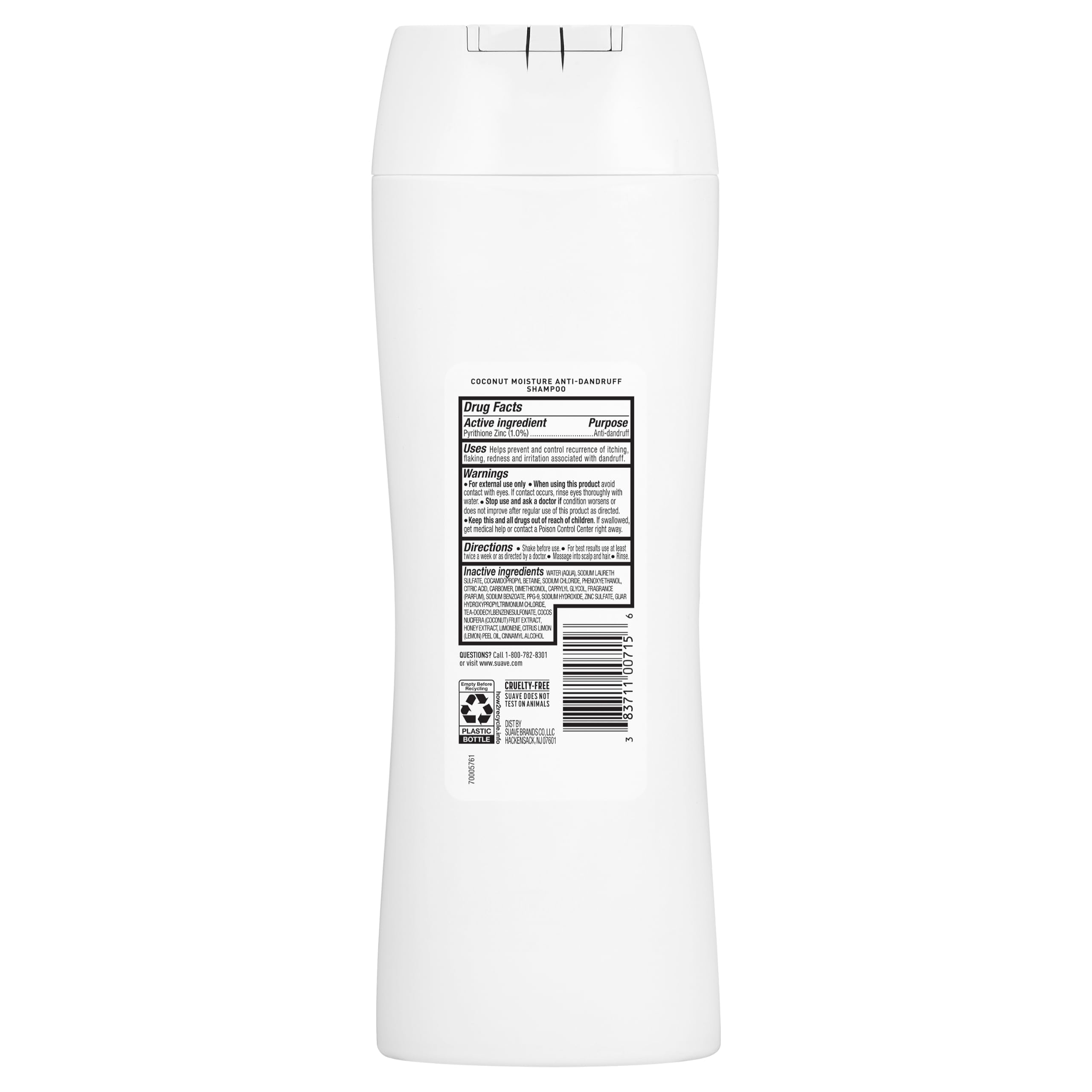Suave Anti-Dandruff Coconut Moisture Shampoo, 6 Count, 12.6 fl oz