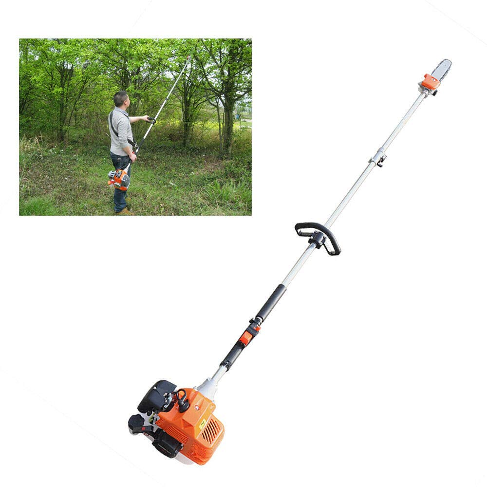 52CC 2Stroke Gas Powered Pole Saw Chainsaw Trimming Tool,1.25KW Gas Pole Saw Hedge Trimmer Straight Shaft Brush Cutter with Extension Pole 7.5ft Portable Multi Tree Trimmer, Weed Eater, etc