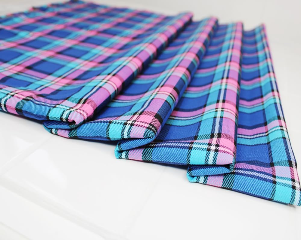 Glamour Secrets Navy & Pink Tartan Fabric - Polyviscose Craft Fabric - Perfect For Clothing - 58" Wide - 147 Cm - Weight 219 Gsm (Navy & Pink)