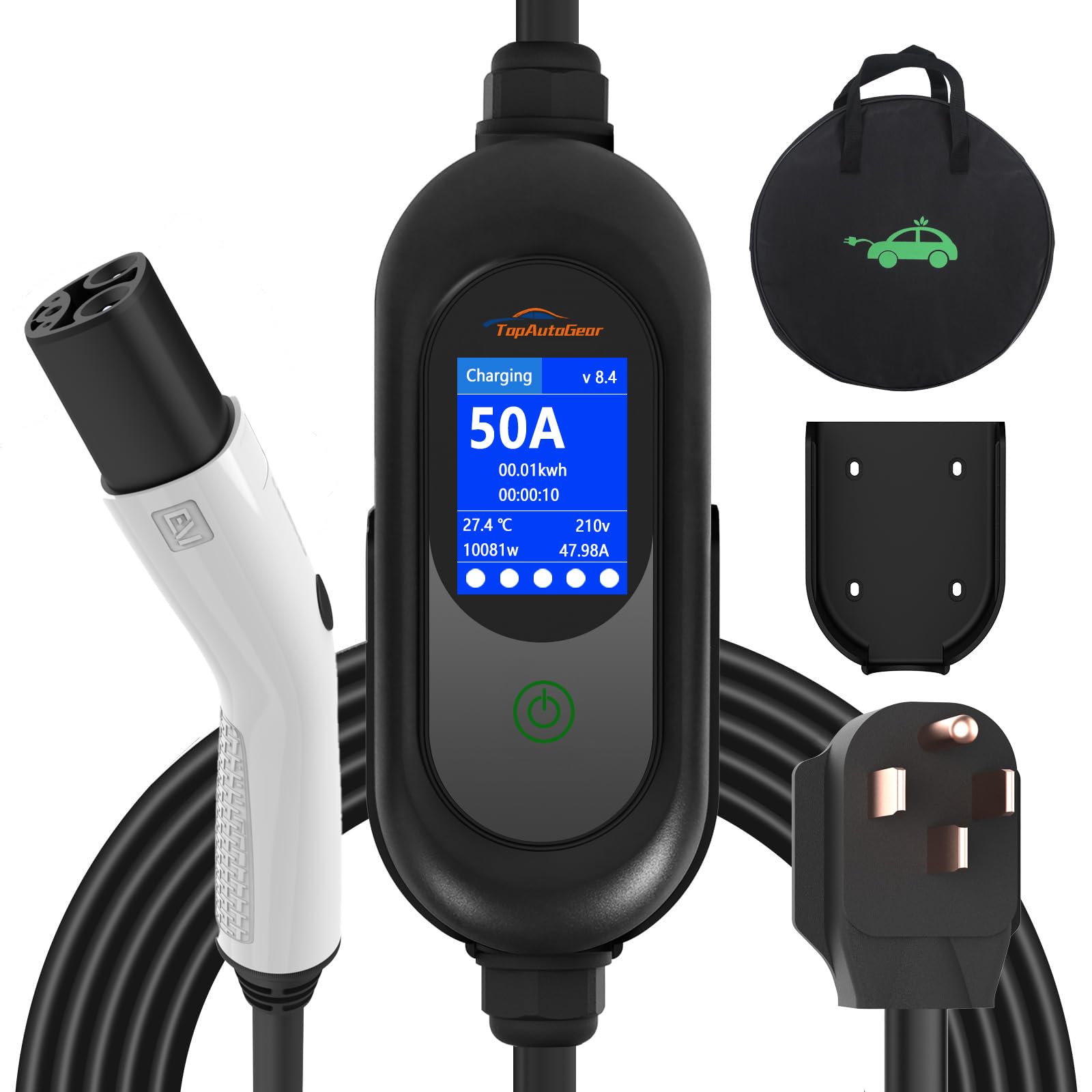 Photo 1 of Tesla Charger, Level 2 EV Charger 50Amp 240V with NEMA 14-50 Plug, 25FT Cable Portable Electric Car Charging Station for Tesla Model S/3/X/Y/Cybertruck, Home & Outdoor Use, Delay Timer, LCD Display
