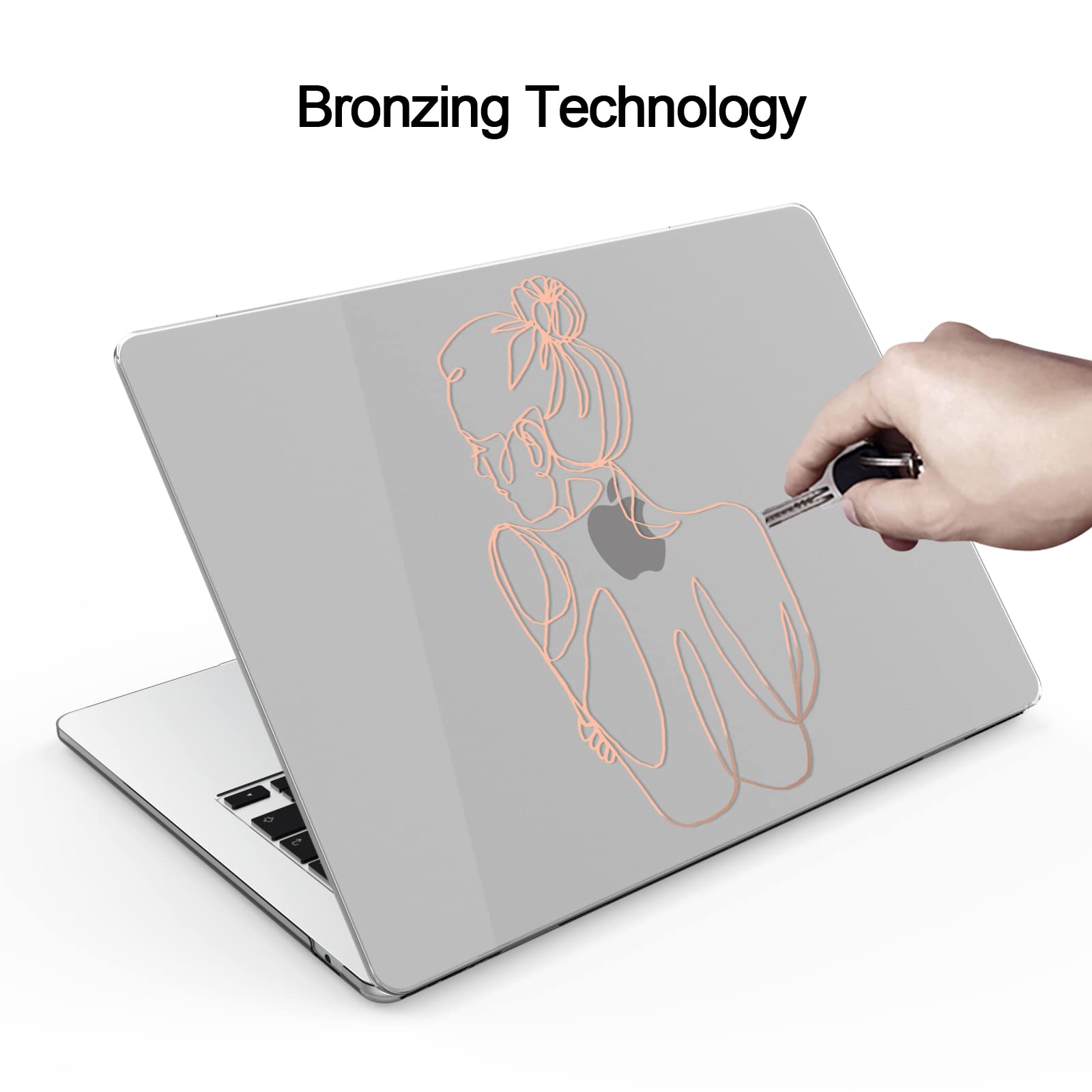 Coque TeDaWen Pour MacBook Air 15,3" M2 2023 (A2941) - Protection Or Rose - Housse Clavier Incluse