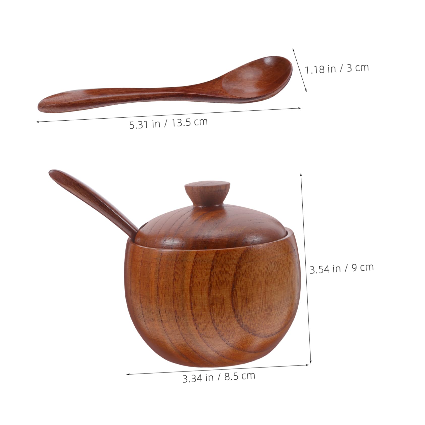 BESTYASH Wooden Condiment Jar: Condiment Bowl With Lid And Spoon Salt Seasoning Box Spice Jar Container Organizer Kitchen Tool