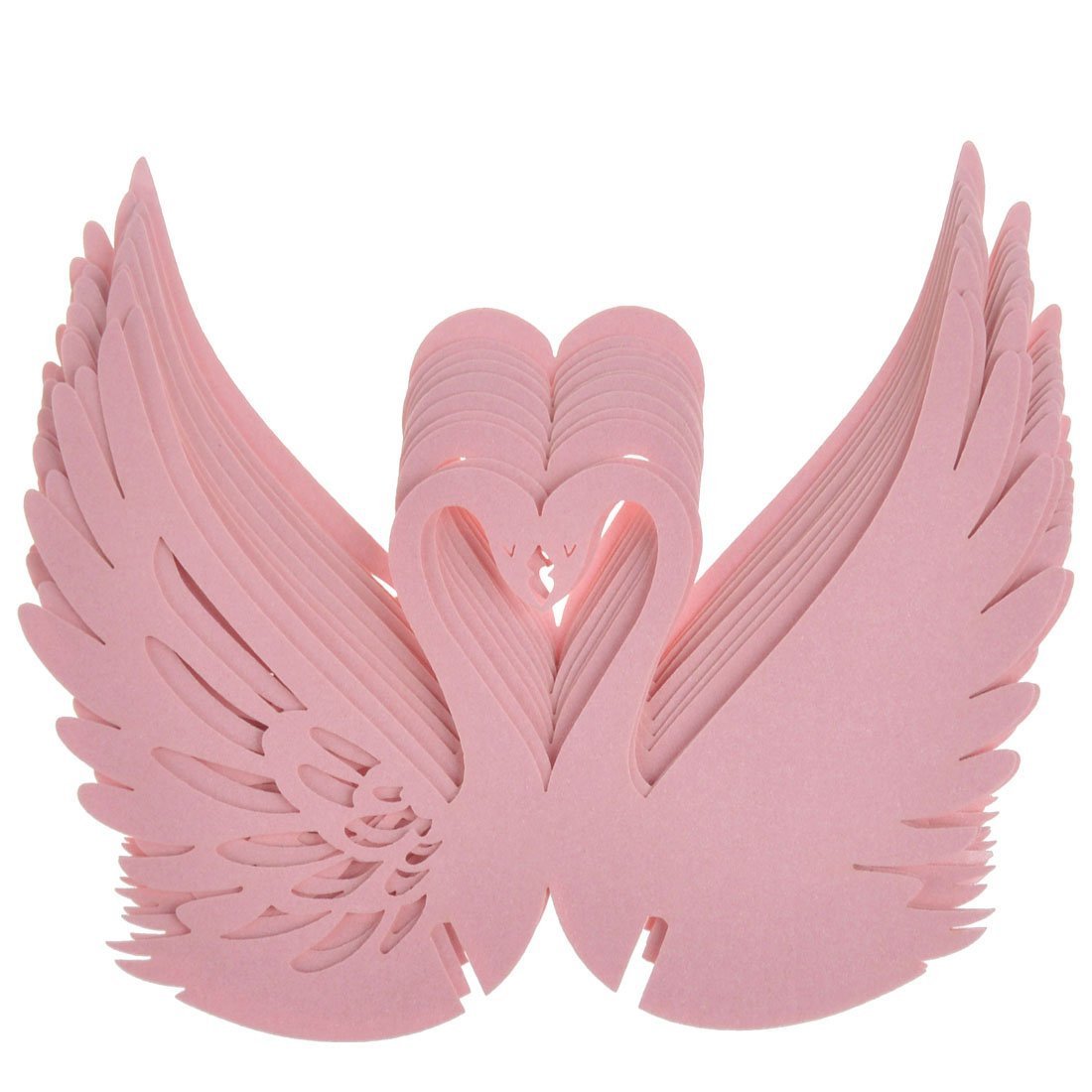 Approx.50pcs Wedding Table Wine Glass Place Name Cards Swan Shape (Pink)