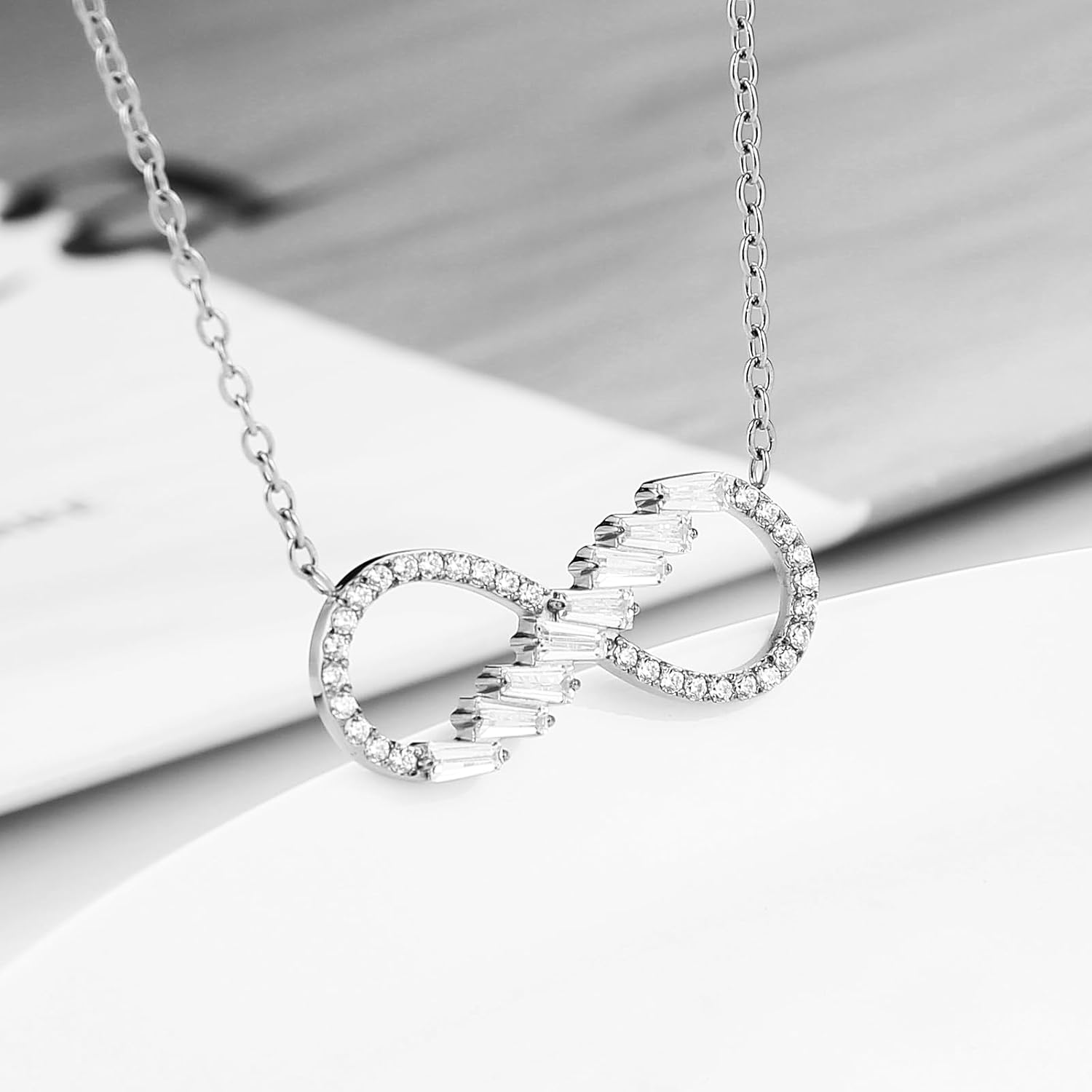 HZMAN Sparkling Crystal Infinity Symbol Necklace for Women Stainless Steel Gold Silver Pendant Holiday Gif - Image 4