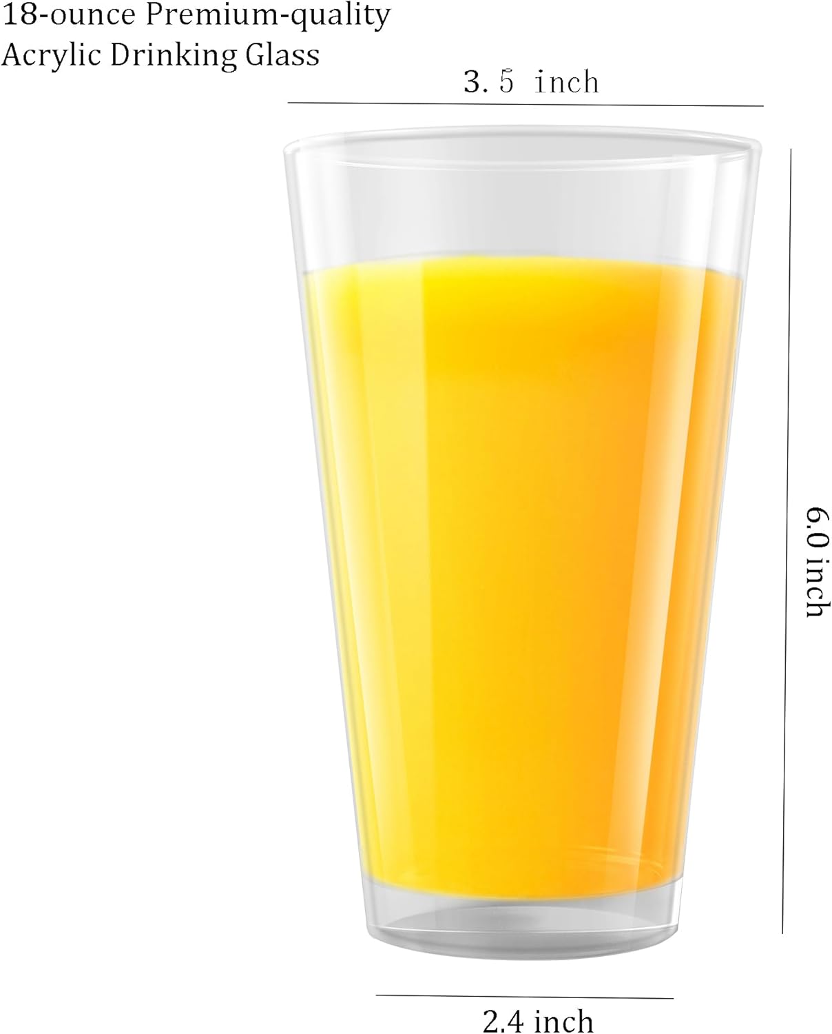 Clear Drinking Glasses - Unbreakable Acrylic Glasses Drinkware 18 oz set of 6 - BPA Free Dishwasher Safe Reusable Plastic Cups for Kitchen Party Outdoor (Look Like Glass) - Image 5