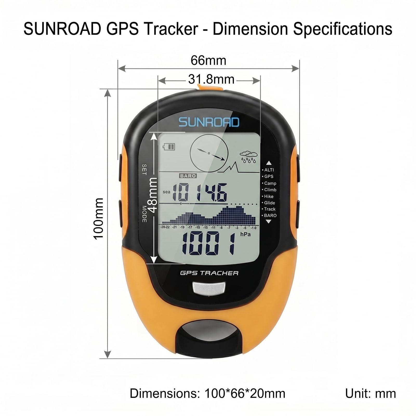 GPS Digitaler Höhenmesser, GPS-Barometer Multifunktional Kompass IPX4 Wasserdichter mit 9 Aufgezeichnete Routen, LED-Taschenlampe, Hochpräzisem Sensor für Outdoor-Aktivitäten