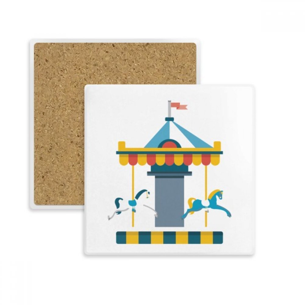 Sous-tasse carrousel en pierre avec illustration amusante pour une idée cadeau originale