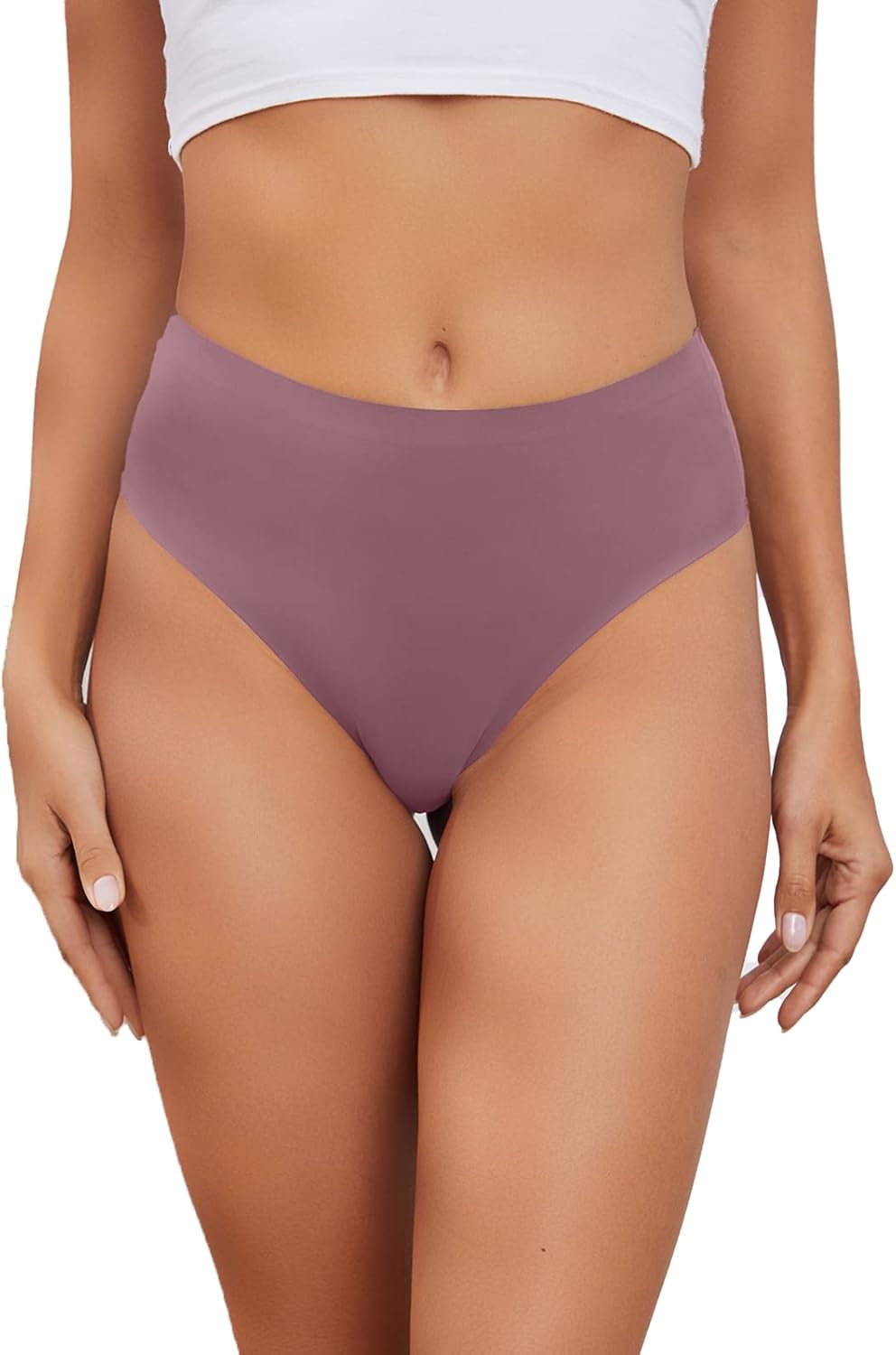 No Show High Rise Bikini Panties Women's Seamless Hi Cut Underwear Pack - Image 3