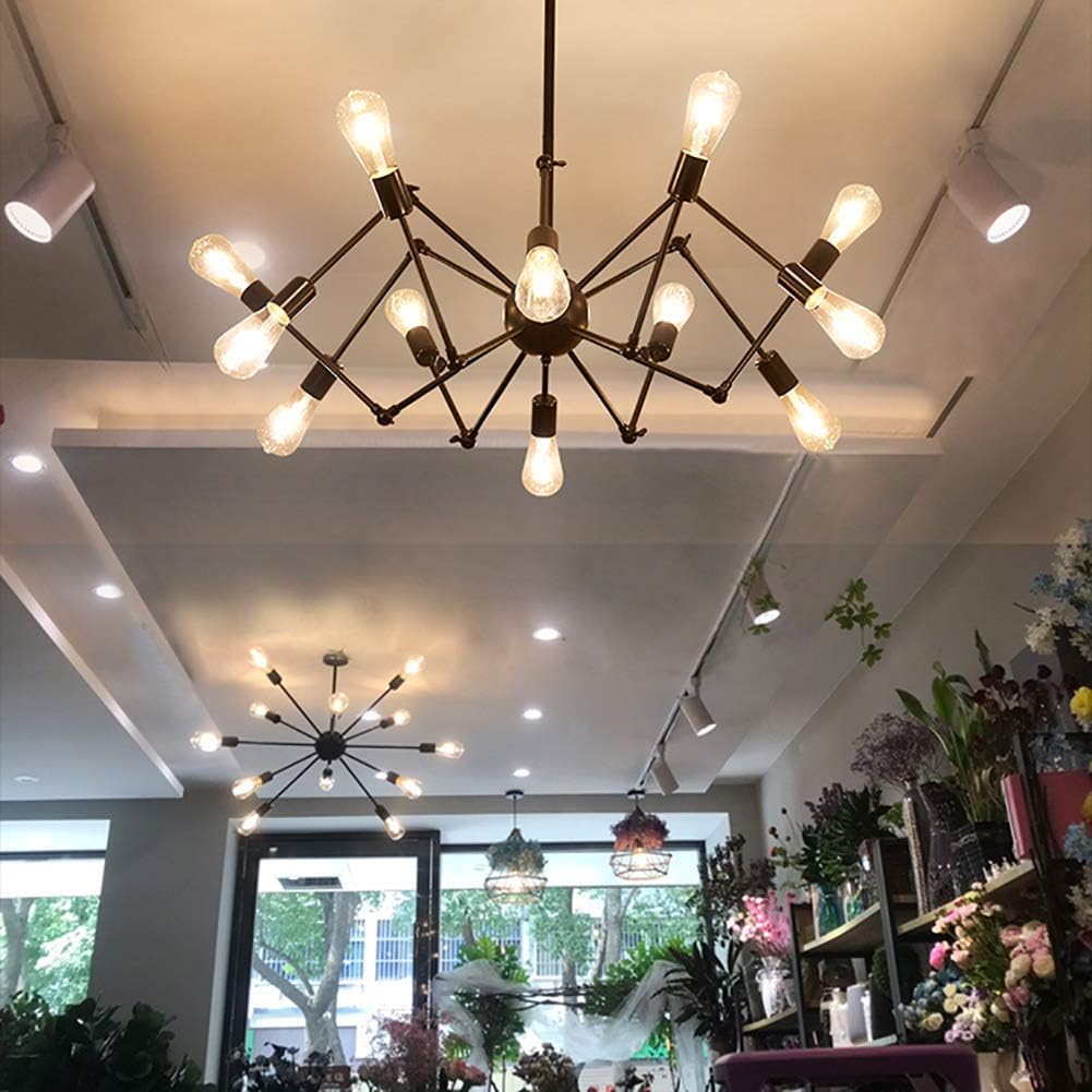 Gilded Chandelier 8 Lights Modern Sputnik Mid Century Pendant Lighting Fixture Vintage Gold Ceiling Light Fixture for Kitchen Dining Room Living Room,Black,10 Lights