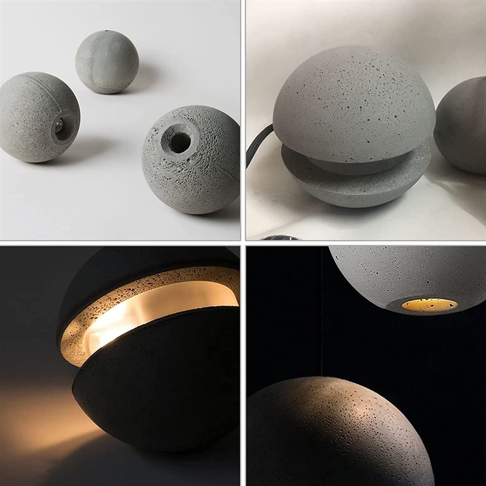 Lampa wisząca LED z betonową kulą, minimalistyczny żyrandol z betonowej kuli, żyrandol do domu, żyrandol do jadalni, salonu, baru, wyspy kuchennej, sypialni