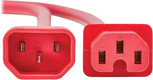 Miniatura 7 de Tripp Lite Cable de extensión de alimentación resistente de 6 pies para computadora, 15A, 14 AWG, C14 a C15, rojo de 6 pies (P018-006-ARD)