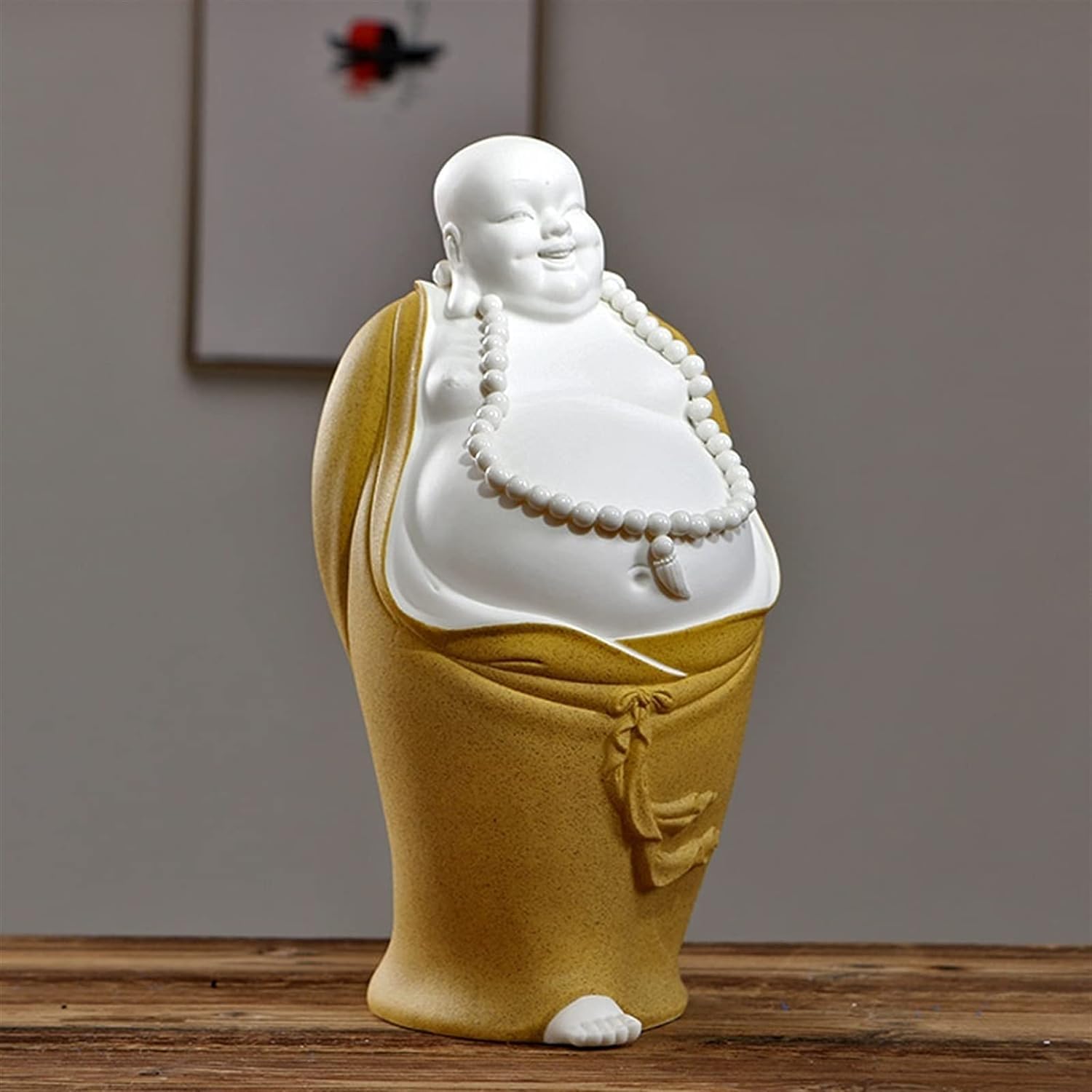 Buddy Statuetka Elegancka Śmiejący Się Posąg Buddy Chiński Duży Brzuch Pieniądze Maitreya Budda Rzeźba Figurki Do Dekoracji Przydomowego Ogrodu Budda Dekoracyjna Figurka(Blue)