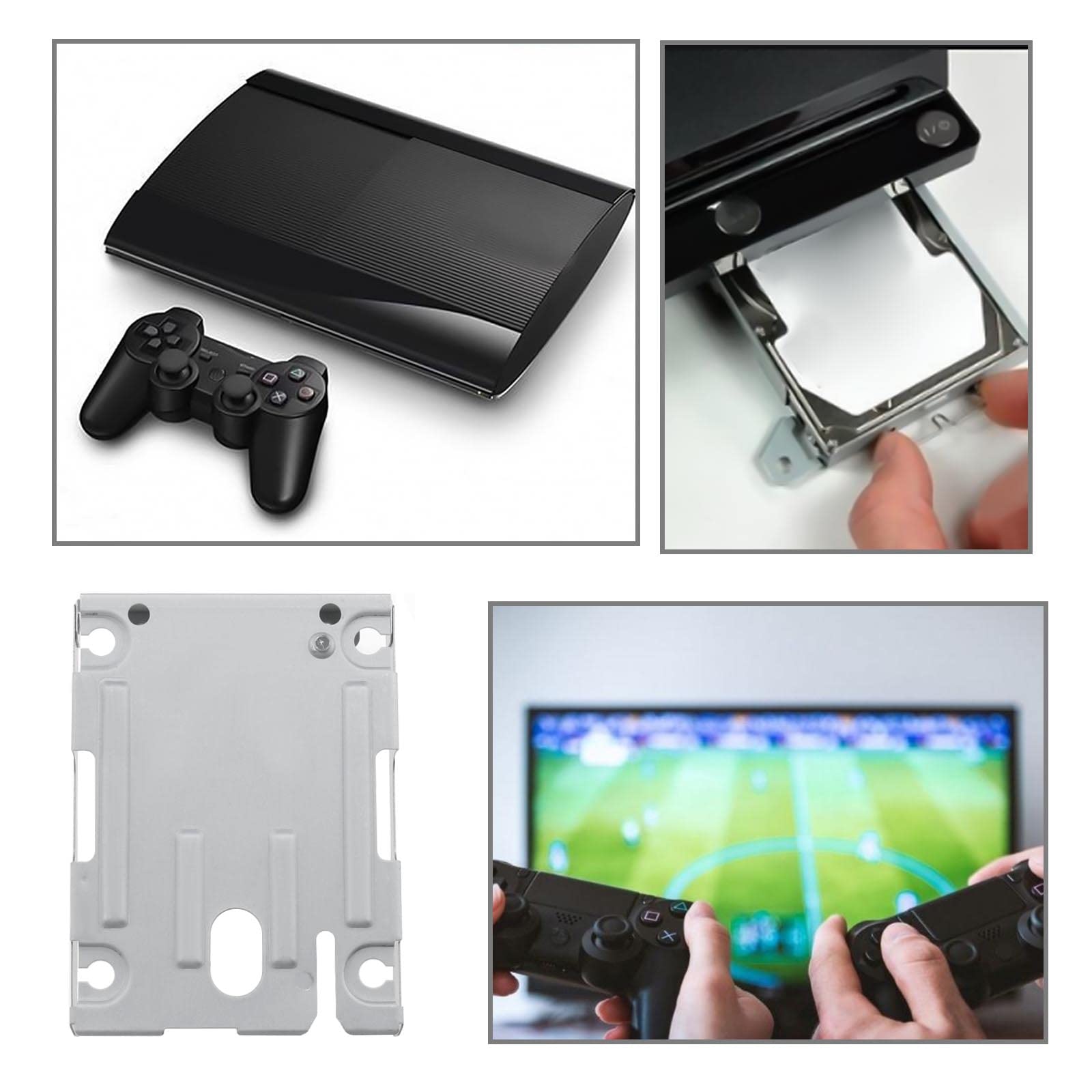 The Lord of the Tools 2.5 Inch Hard Drive Holder Compatible with PS3 CECH-400X Series Super Slim HDD Mounting Bracket Support Tray Adapter with Screws