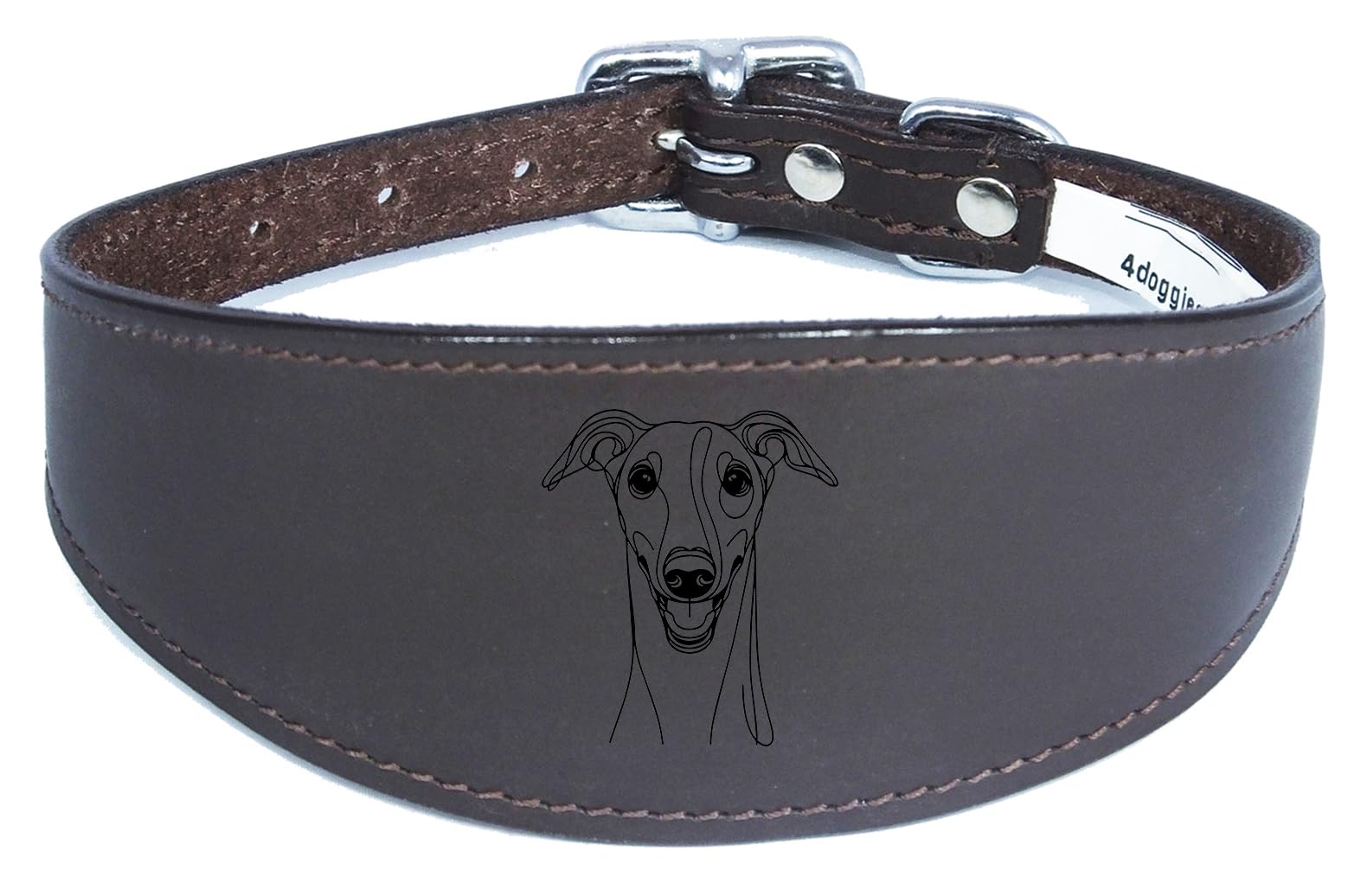 Sighthound Wide Leather Collar Handmade for Iggy, Lurcher, Whippet and Greyhound, NL9
