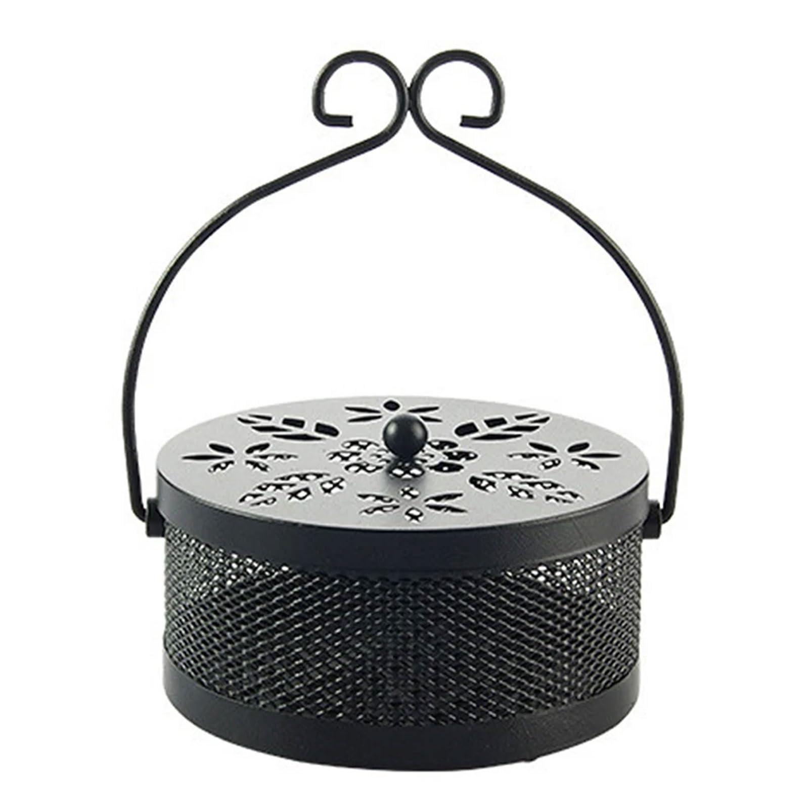 YLME Soporte para Bobinas De Mosquitos, Quemador De Incienso Ignífugo Portátil Retro con Tapa, Rejilla En Espiral para Mosquitos De Jardín, Antiescaldadura, con Aislamiento Hueco