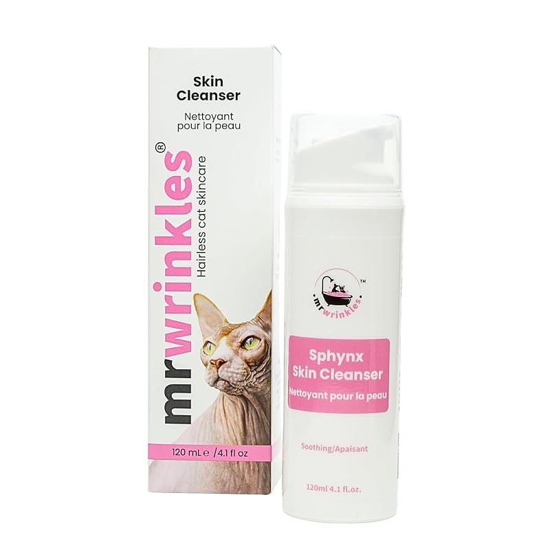 Shampoo Suave para Gatos Sphynx e Sem Pelos MR WRINKLES 120 mL
