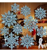 EIMMBD 8pcs Large Snowflakes Ornaments, Plastic Glitter Snowflakes Hanging, Snowflakes Decoration...