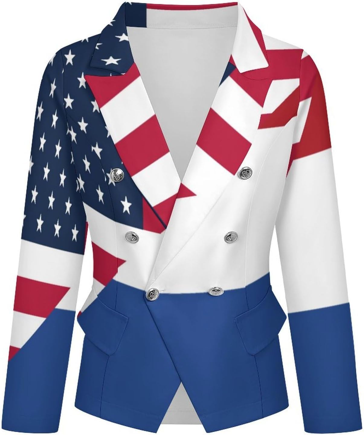 U.S. and Netherlands Flag Womens Casual Blazer One Button Suit Jacket Fashion Coat for Party Business