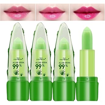Aloe Vera Lip Balm Moisturizing Lipstick Temperature Color Changing Lip Gloss Long-Lasting Nutritious Aloe Vera Lip Plumper Set Green