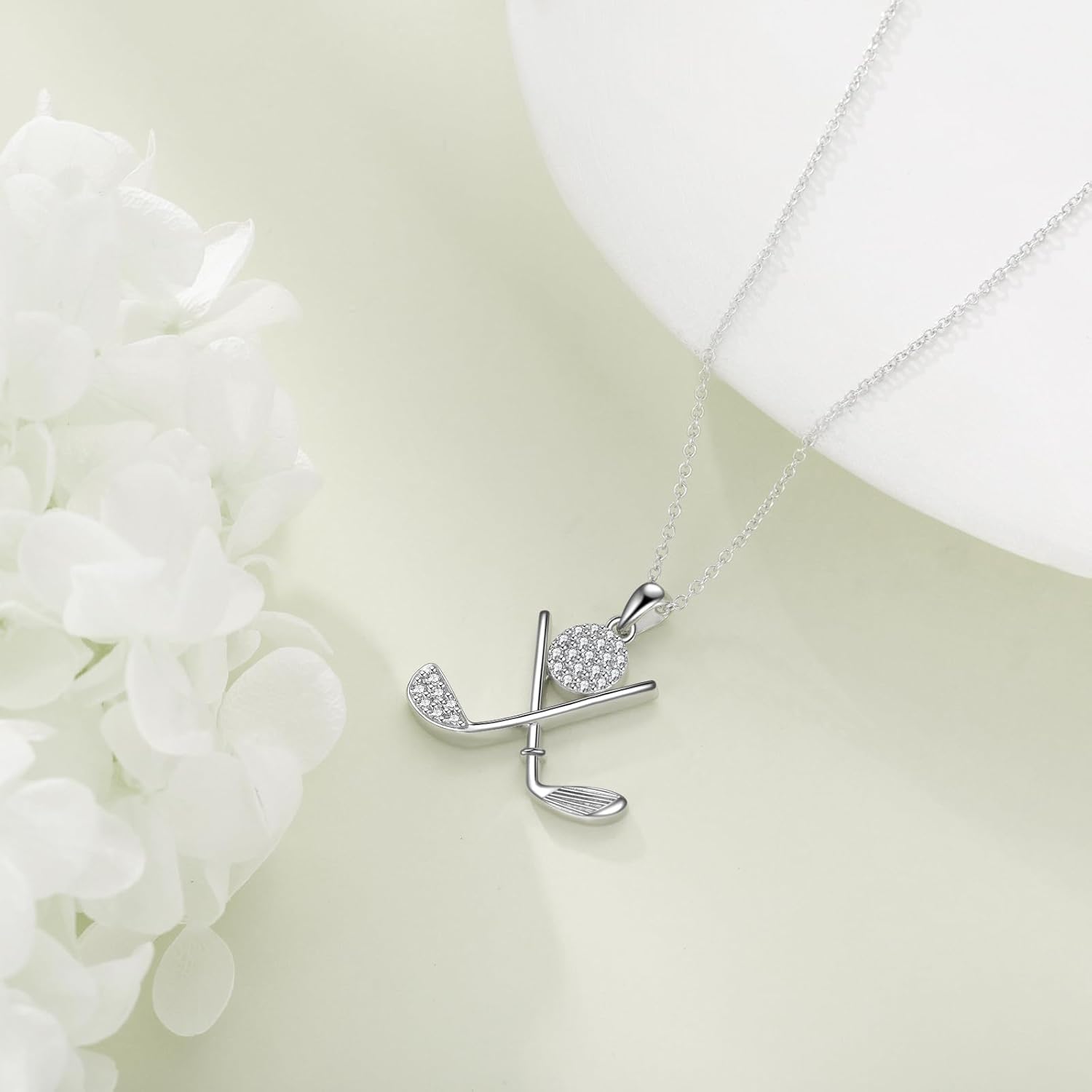TIGER RIDER Golf Necklace for Women Sterling Silver Cubic Zirconia Golf Club Jewelry Gifts Birthday Holiday Gifts for Women Golf Lovers - Image 3