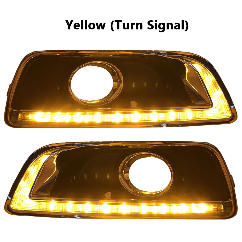 Lampade diurne del Riloer, luci da corsa Daytime LED con luce di guida bianca + segnale dinamico giallo + luce blu, lampada di segnale di curva a LED con 3 modalità di luce