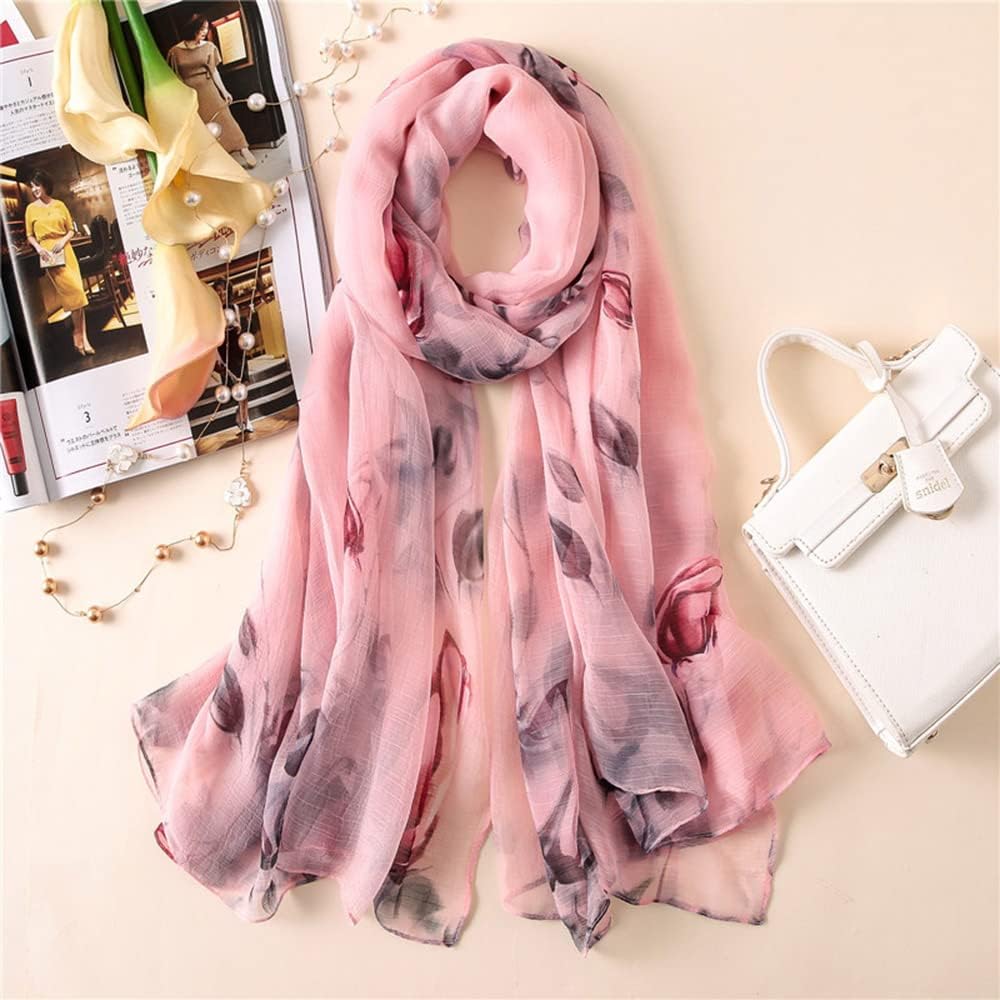 Silk Feeling Long Satin Scarf Fashion Beach Scarf Shawl Check Style Sunscreen Shawls Wraps-Lightweight Pattern - Image 2