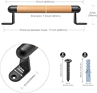 Vista 6 de Dolibest 12" Wooden Barn Door Pull Handle, Wooden Fence Gate Pull Handle, 2 Durable Metal Support, Heavy Duty Sliding Door Handle for Gate Barn