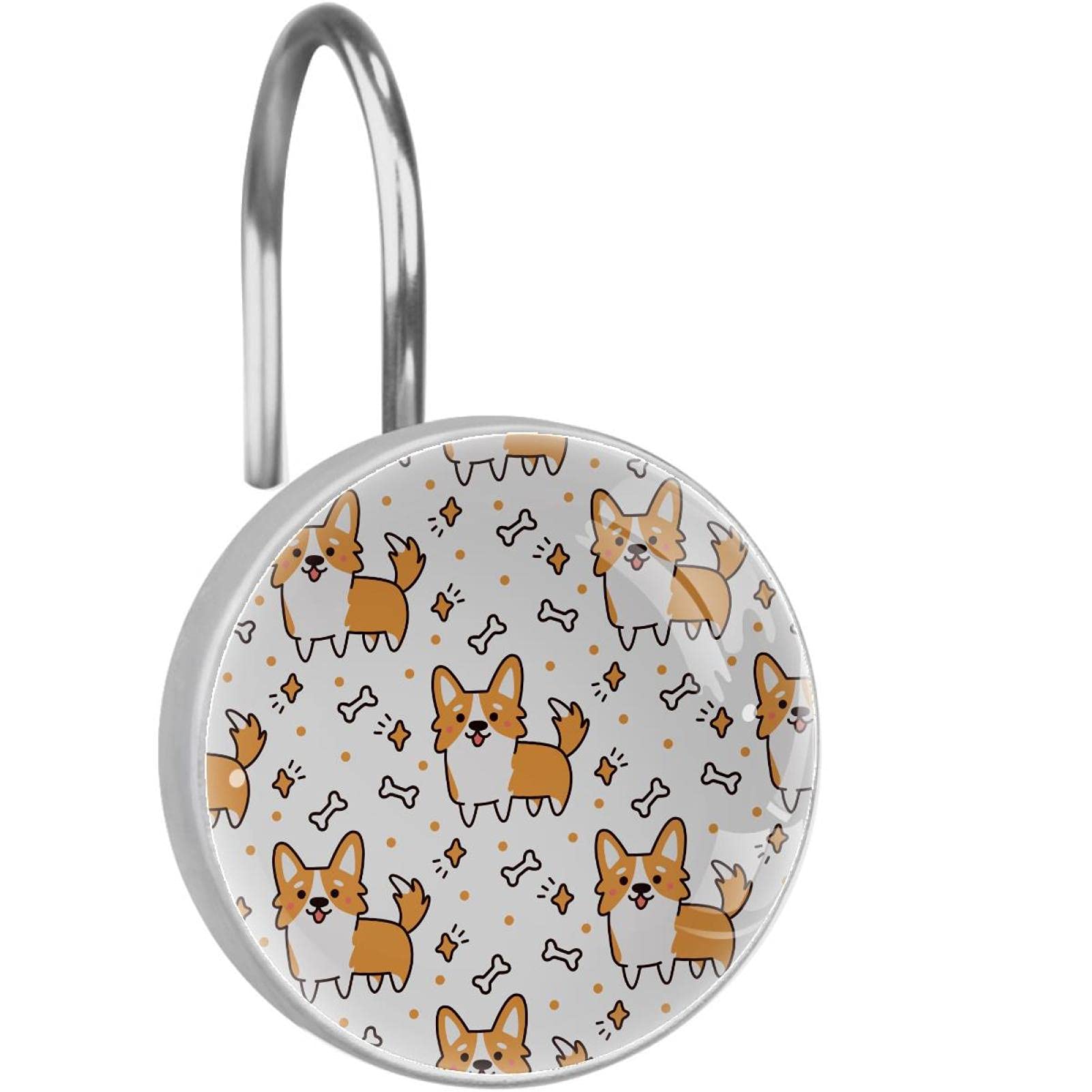 Crochets de rideau de douche Corgi pour une salle de bain amusante et bien ordonnée