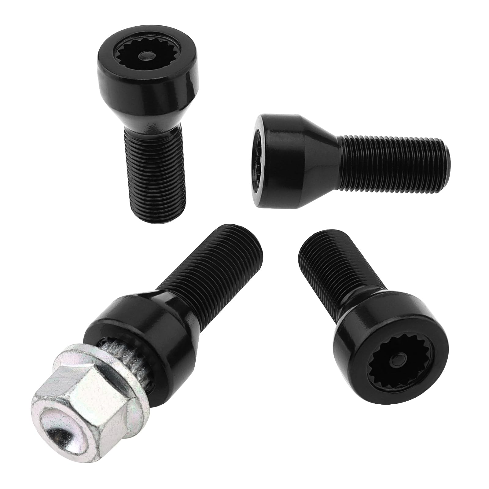 Lot de 5 écrous de roue 36136786191 M14 x 1,25 mm pour BMW Mini, I3 I8 M2 M4 F80 X2 X4 X6 avec clé principale, boulons antivol noirs