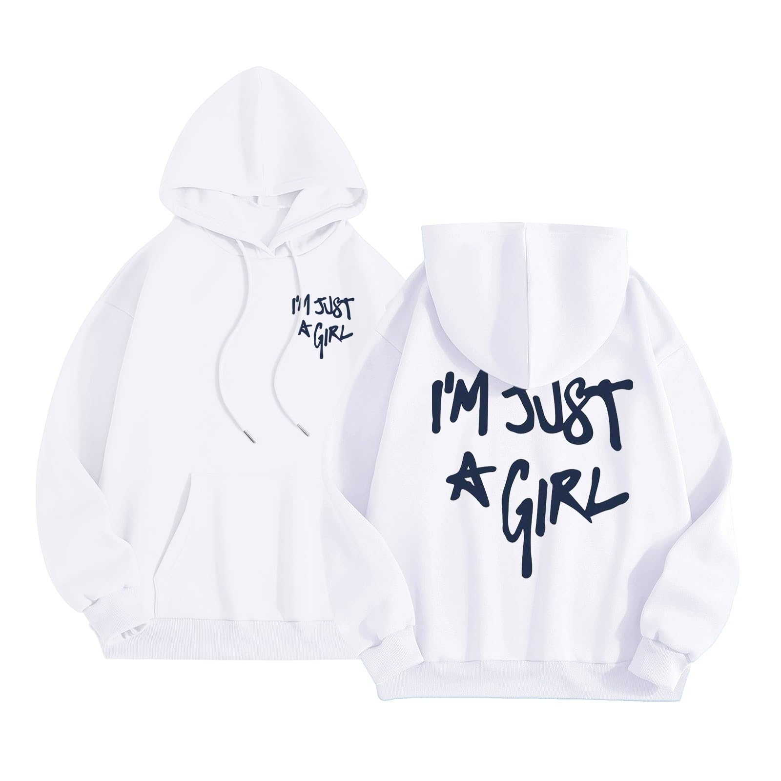 Dames I'M Just A Girl grafische hoodies mode grafische brief met capuchon truien gepersonaliseerd comfort casual trendy losse pasvorm sweatshirts college trui Y2K Workou herfst, Kaki, S
