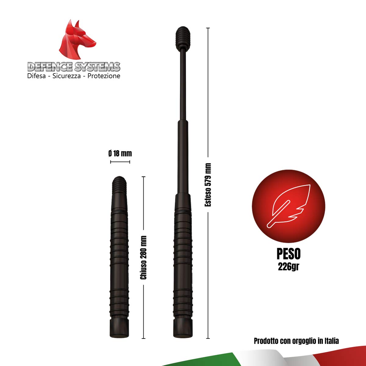DEFENCE BASTONE TACTIC AUTODIFESSE 580 CM.58