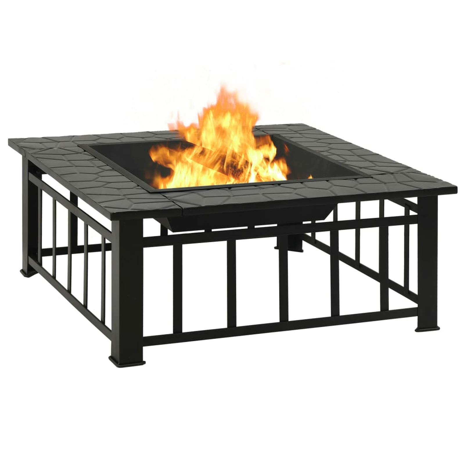 Gecheer Brasero de jardín con atizador Acero XXL 81x81x47 cm,Brasero Exterior para Jardín y Terraza TY-1