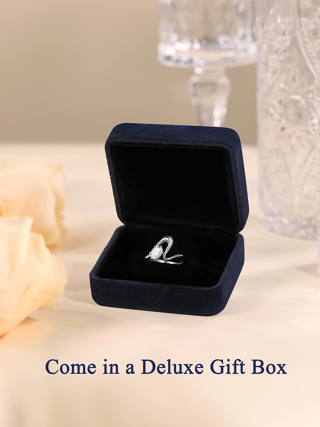 CYW Moissanite Wedding Engagement Promise Ring for Women, Really Authentic Solid 925 Sterling Silver, Birthday Valentines Aniversary Ideal Gift for Her