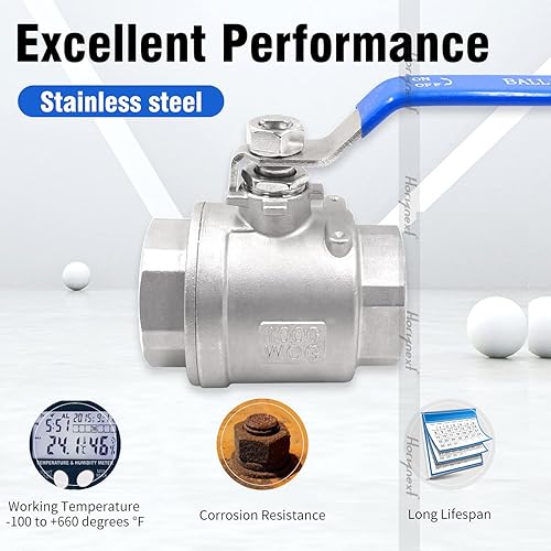 Miniatura 3 de Horiznext Válvula de bola de acero inoxidable NPT de 12 (34 pulgadas de diámetro interior), válvula de cierre bidireccional para grifo de agua a