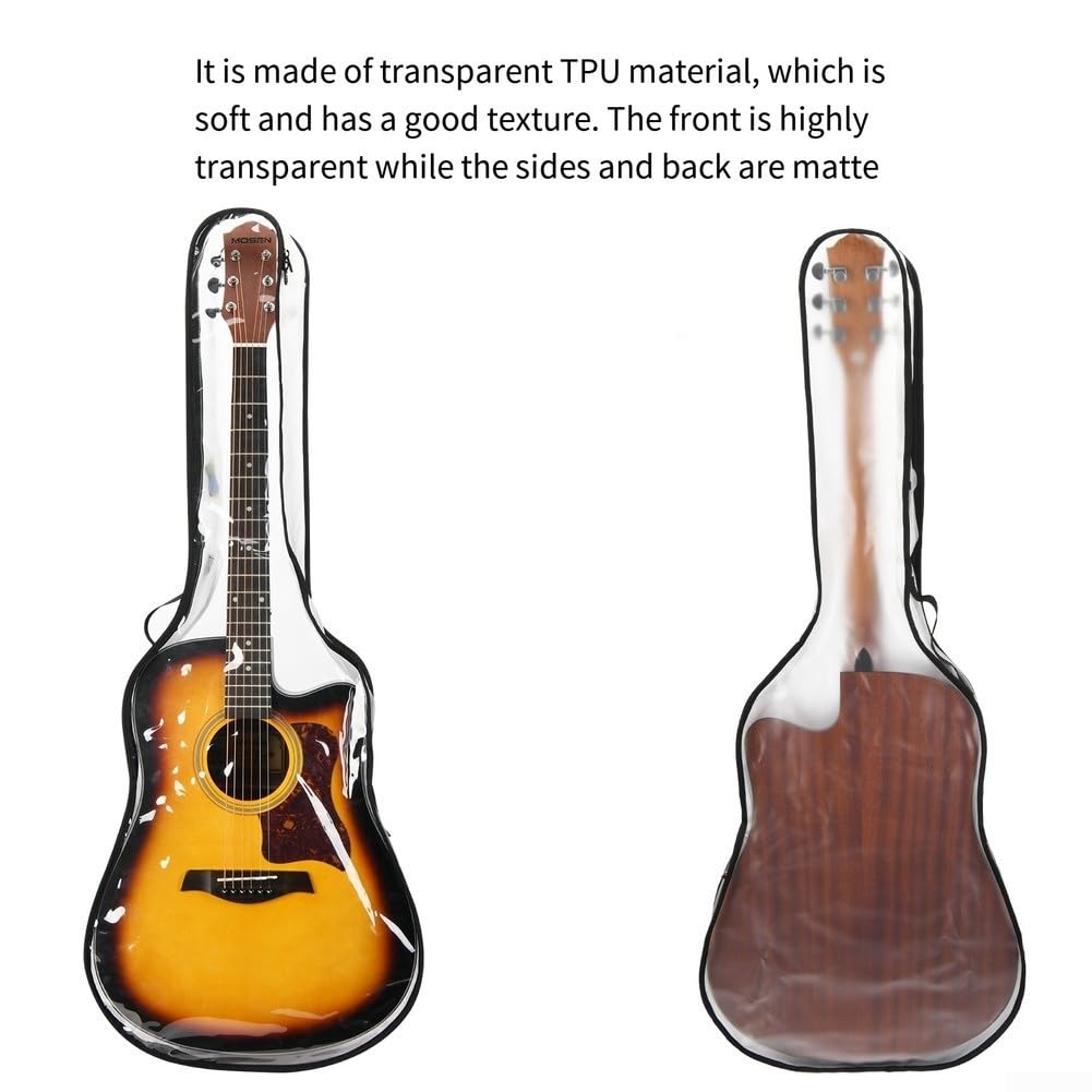 Custodia trasparente per chitarra, adatta a chitarre di dimensioni standard da 40 a 41 pollici, leggera, custodia morbida in TPU con schermatura antipolvere impermeabile