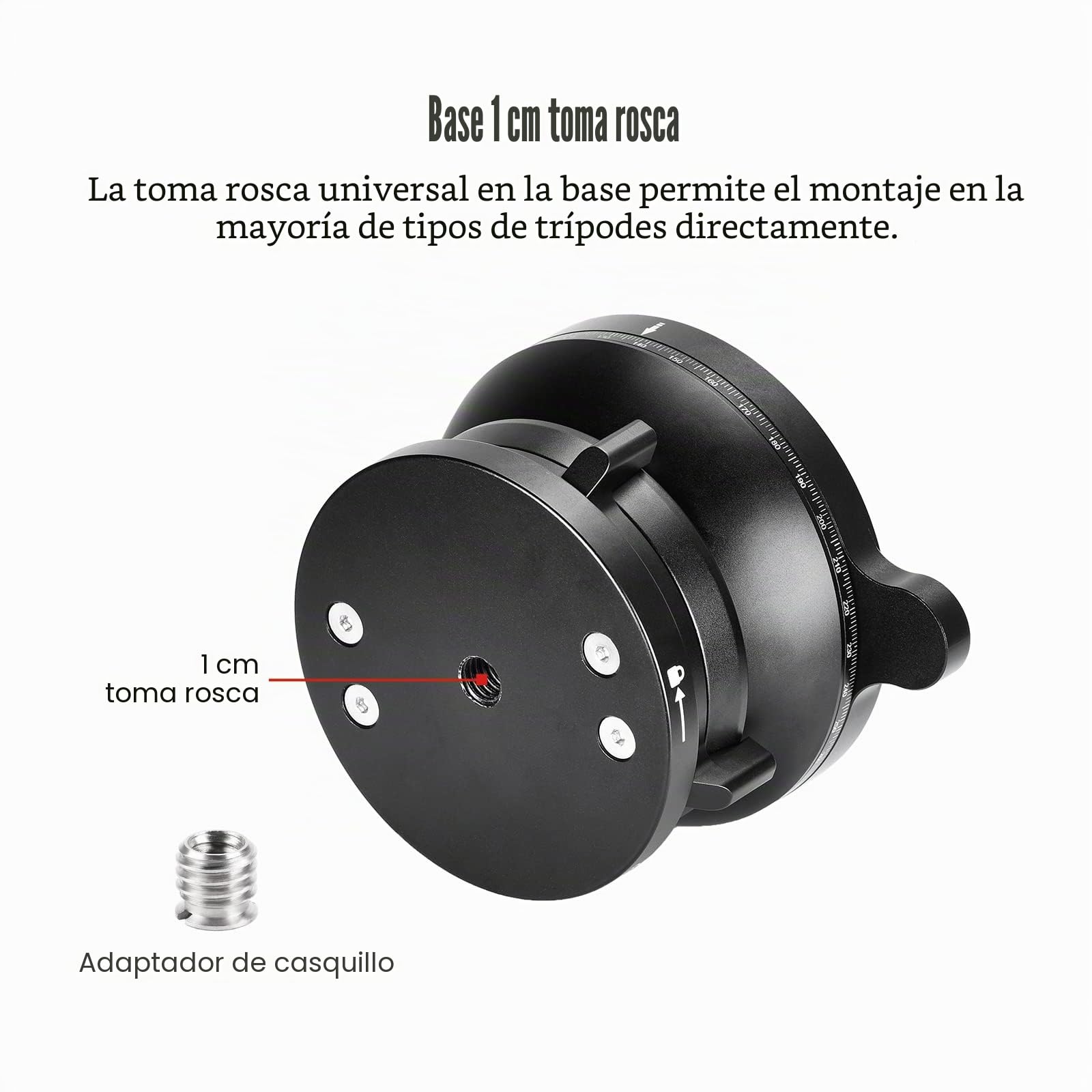 SUNWAYFOTO LB-90R - Base de nivelación panorámica de 360°, cabezal de trípode, capacidad de carga de 25 kg