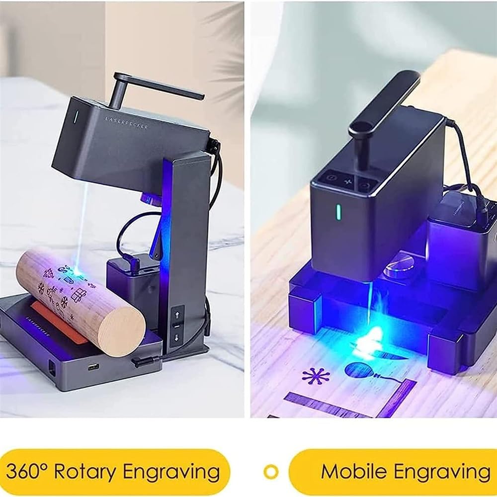 ZIJINGY Máquina de grabado láser mano, Grabador mayor precisión, escritorio compacta portátil con soporte for madera, cuero, metal, acero inoxidable, papel