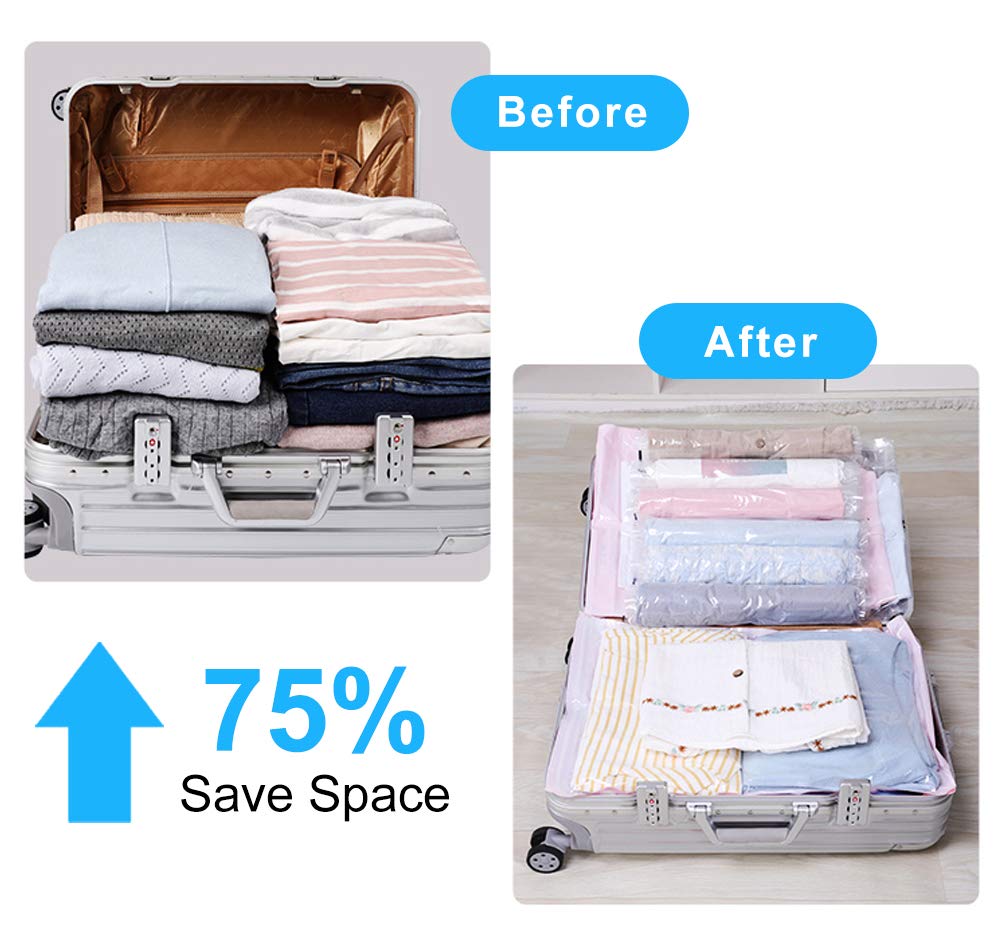 BoxLegend Sacchetti Sottovuoto Vestiti 10 Pezzi 80x60cm Sacco Sottovuoto Buste Sottovuoto Salvaspazio Per Abbigliamento Piumini Biancheria Da Letto Peluche Giocattoli Cuscino Coperte 1 Pompa USB