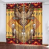 AUYTQ Rideaux Occultants À Oeillets - Aigle Animal Indien 220X215 Cm Motif Perforées Draperies Isolation Thermique Décoration De Fenêtre Pour Enfants Chambre, 2 Pièces Réduction Du Bruit En Fibre De P