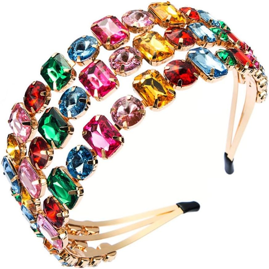 Personalized Metal Triple Row Glitter Diamond Hair Bands Prom Bridal Crimp
