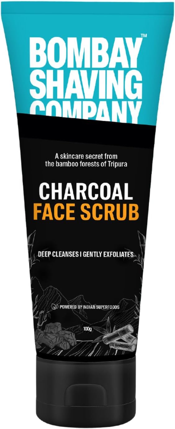 Charcoal Face Scrub with Black Sand, Exfoliates skins & Removes Black Heads, Black, 100 g