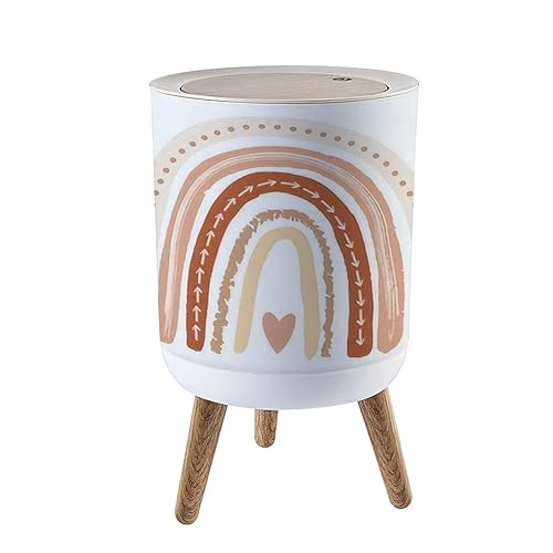 Miniatura 10 de Bote de basura pequeño con tapa, estilo bohemio, arco iris, pastel, fondo con purpurina, efecto bokeh, colorido, papelera redonda, cubierta de