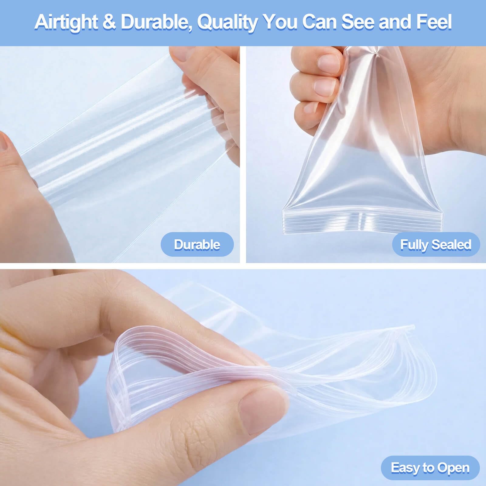 Lot de 500 sacs en plastique refermables avec fermeture éclair Transparent 15,2 x 22,9 cm