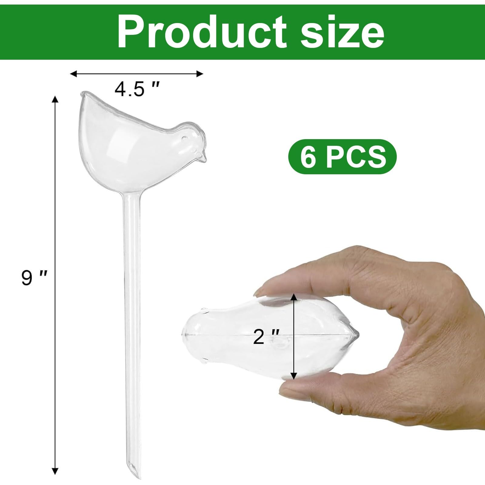 Lot de 8 Goutteurs d'eau pour Plantes, Arroseur pour plantes en forme d'oiseau transparent, Globes d'arrosage automatique en plastique, Ampoules à arrosage automatique pour jardin intérieur extérieur