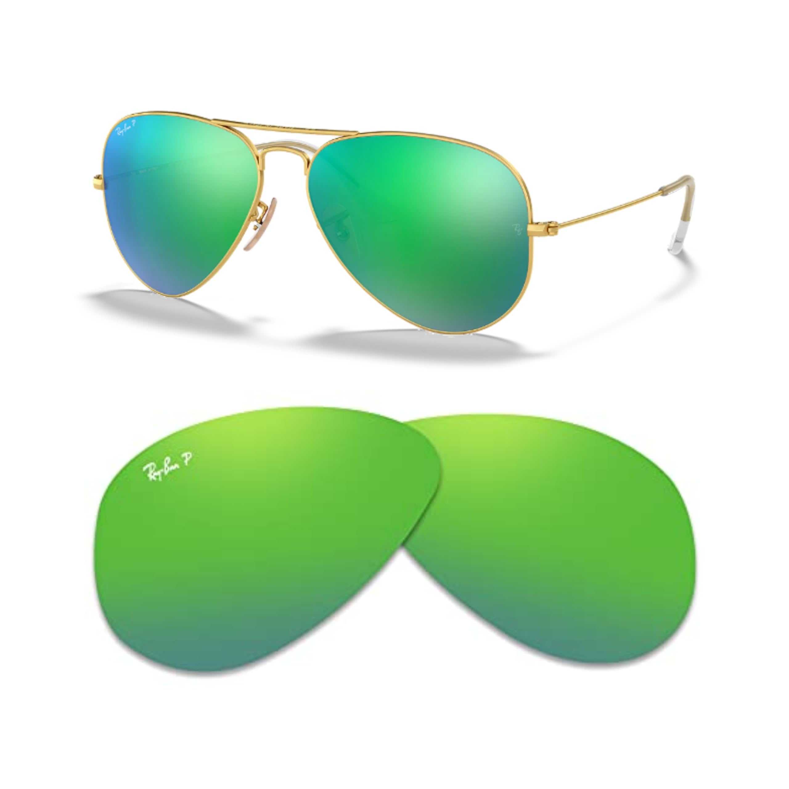 Ray-Ban Original AVIATOR LARGE METAL RB3025 Replacement Lenses +BUNDLE with ACCESSORY EYEWEAR KIT