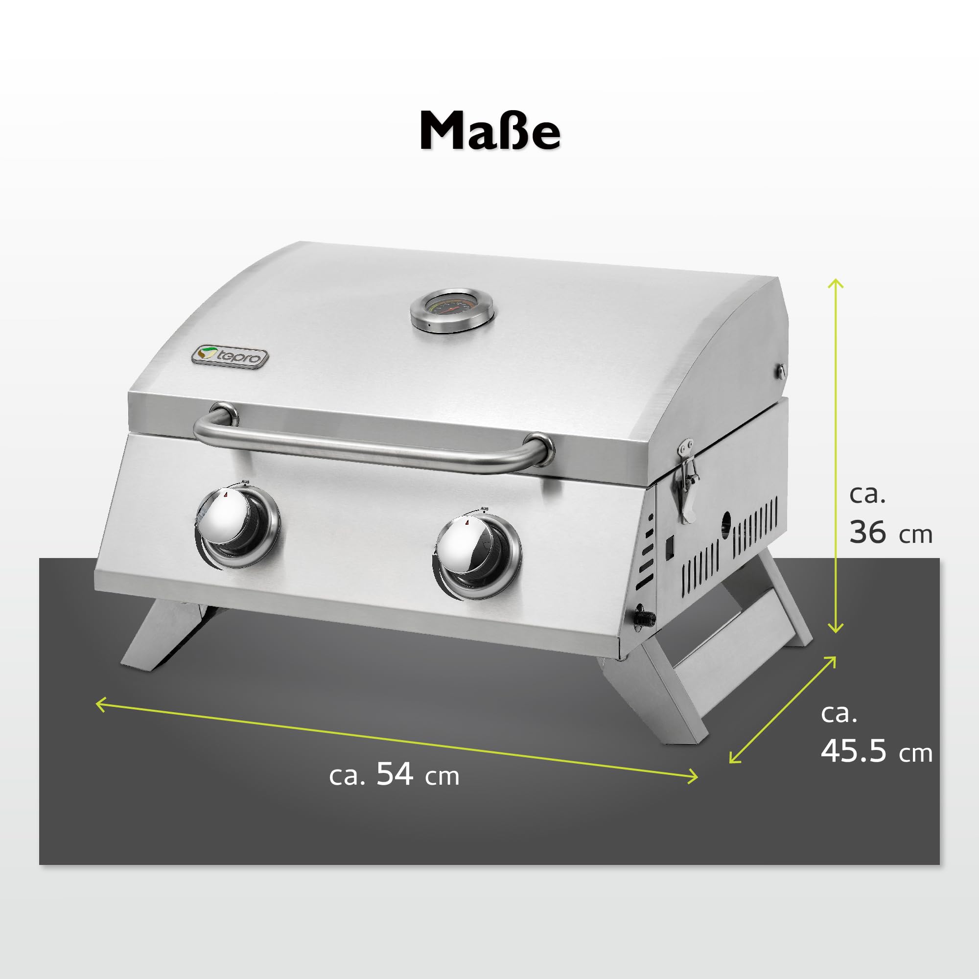 tepro Barbecue a gas da tavolo Chicago, superficie griglia 47,5 x 35 cm