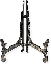 Large 10 inch Metal Easel Antique Nickel Finish | Plate holder | Display stand | Metal Frame Holders for Photo Pictures Decorative Plate Dish | 25cm (H) x 15cm (Deep) | Picture Easel |Wedding tables